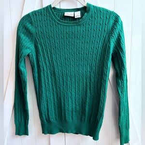 Kim Rogers Green Fitted Cable Knit Sweater